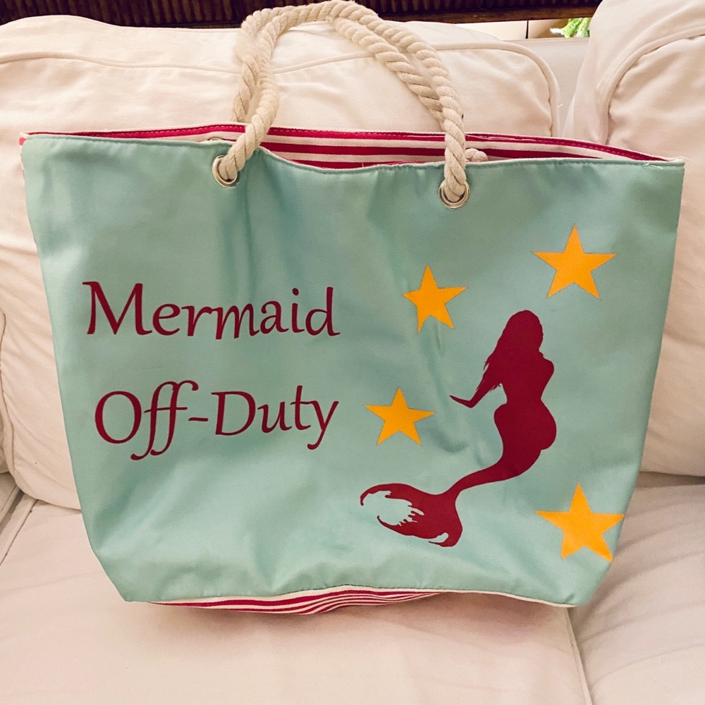 mermaid off-duty tote beach bag